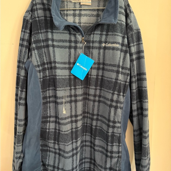 NWT Columbia Blue and Gray Fleece Half-zip Pullover Jacket - Picture 1 of 6